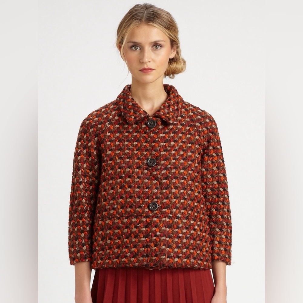 Kate Spade Multicolor Tweed Button Front Katya Style Jacket Size 14